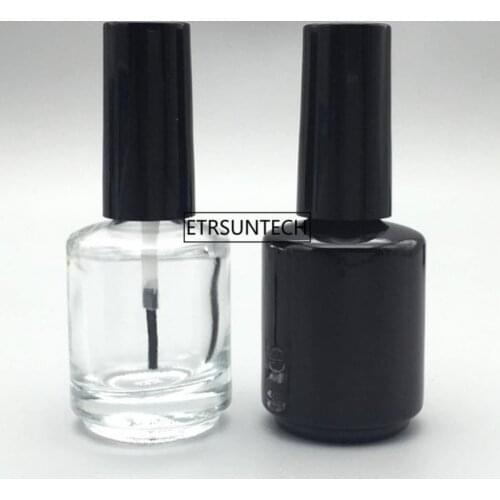 100pcs 15ml Empty Black Glass Nail Oil Bottle A Lid Brush, Professional Nail Polish Containers, Nail Decorartions Tool F2743