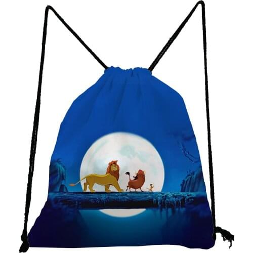 Disney The Lion King Backpack Moon Drawstring Bags Blue Child Cartoon Animal School Bag Eco Shoe Pocket Storage Bag Dropshipping