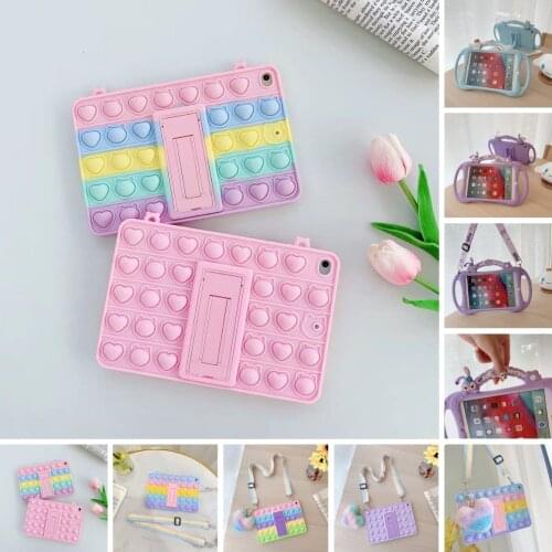 Kids Relive Stress Fidget Toys Stand Silicone Case for Samsung Galaxy Tab A 10 1 2019 SM T510 T515 Tablet Cover Fundas + Strap