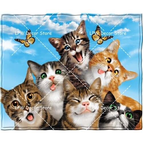 Cats Selfie Super Soft Plush Fleece Throw Blanket Comforter Plush Soft Quilt Nursery Bedding Decor Bedroom Decorations Wearable