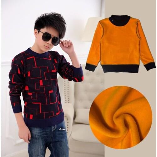 Spring Autumn Winter Baby Boys Sweater Print thick warm Kids pullovers Sweater teenager knitted sweater navy blue 3-14years