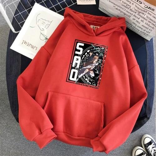 Men Sao Hoodies Black Oversized Streetwear Sword Art Online Hoodie Sleeve Female Hoody Vintage Print Harajuku Para