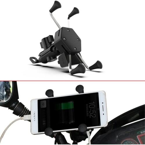 12V X Grip GPS Mount Universal Motorcycle Cell Phones With USB Charger Mobile Phone Holder Mounts