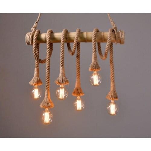 Loft Hemp Rope Chandelier Loft Lighting Clothing Store Restaurant Lighting Vintage Creative Personality Industrial E27 Bulb