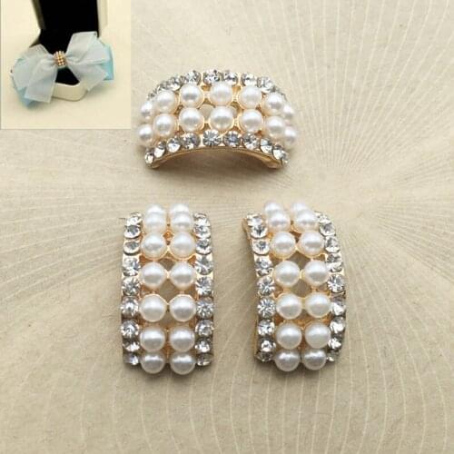50pcs Strass Pearl Crystal Rhinestone Buckle Wedding Decor Brides Hair Accessories pedras e cristais Jewelry Curved Hairpin DIY
