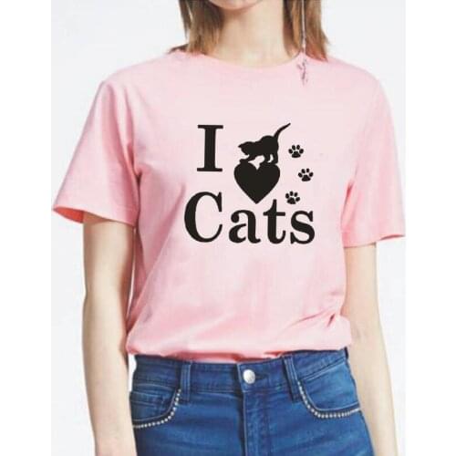 I Love Cats Letter Print Tshirt Women Tops Summer Hipster Tee Shirt Femme Casual Harajuku Shirt Women T Shirt Camiseta Mujer