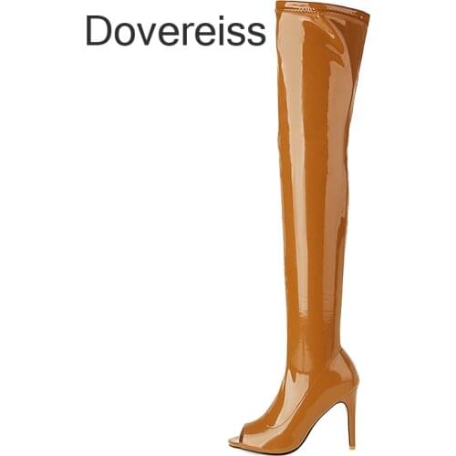 Winter for woman New Fashion Sexy Consice Shoes Clear Heels Boots Red Peep Toe Stilettos Heels Over the knee boots 44 45 46