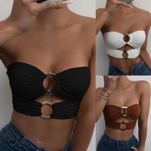 Women Summer Casual Fashion Ring Pleated Sexy Tube Top Top Vest Blouse Female Streetwear Tops Clothes Tank Top Summer Ropa Mujer