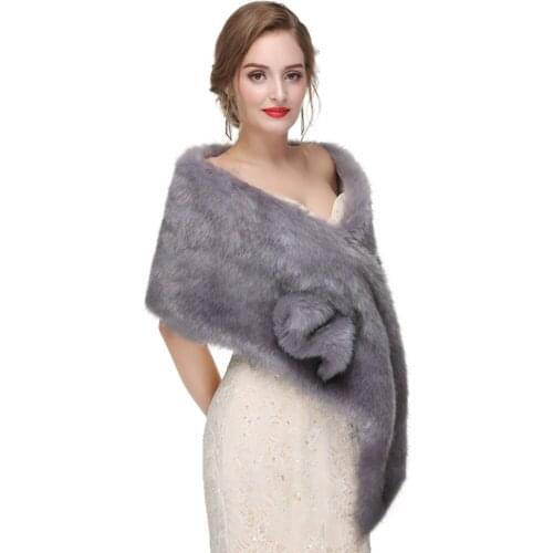 Faux Fur Winter Warm Women Shawl Thermal Thicken Wedding Bridal Wrap Pop Elegant Outdoor Cape Daily Lady Wrap for Party Dinner