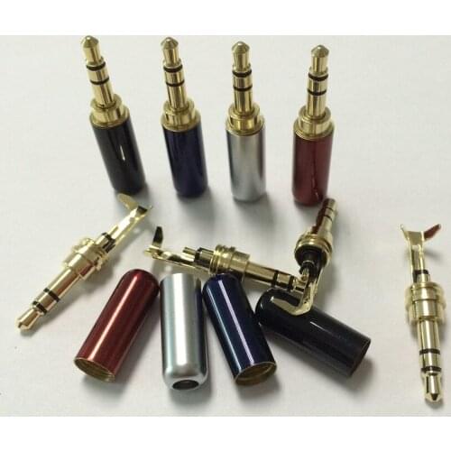10Pcs 3 Poles Jack 3.5 RCA Connector RCA Audio Plug 3.5mm Stereo Headset Dual Track Headphone Plug With Wire Clip