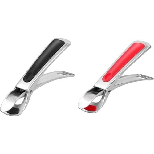 2x Food Tongs Bowl Clip Retriever Gripper Clips Tongs for Lifting Hot Dishs Bowl Pot Pan Plate From (Black&Red)