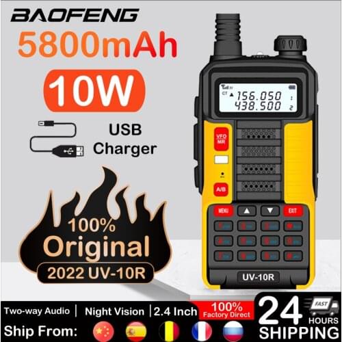 2021 Baofeng New Professional Walkie Talkie UV 10R 30km 128 Channels VHF UHF Dual Band Two Way CB Ham Radio For Hunt Forest City
