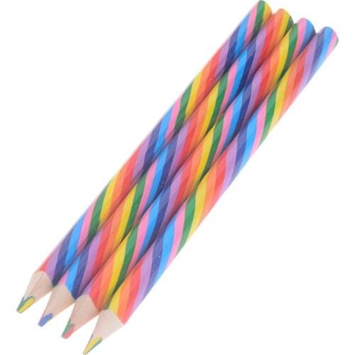 4pcs/lot New Rainbow Pencil Wood Environmental Protection Pencil Bright color Appearance Pencil School Office Writing Pencil