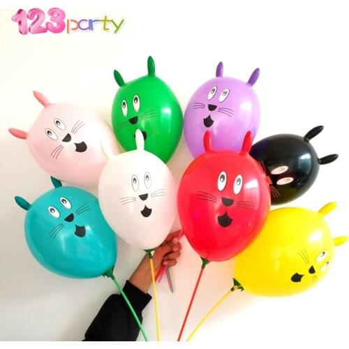 5 pcs Cute Big rabbit head Balloons Childs kids birthday party decor Toy Balloon Pets Zoo Gift Multicolor Thick 4g babyshower