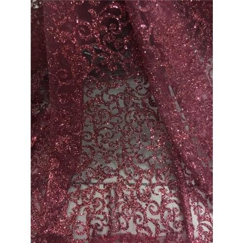 JRB-92009 5yards dark red color print glued glitter tulle african fabric for bridal wedding dress/evening dress/sawing