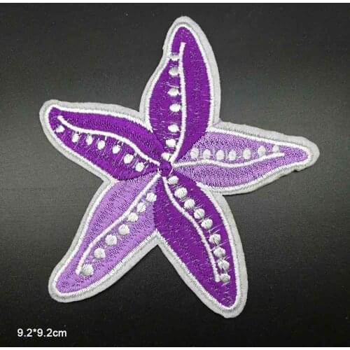 Purple Starfish Iron On Embroidered Clothes Patches For Clothing Stickers Garment Wholesale