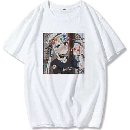 Womens T Shirts Summer O Neck Short Sleeve Tee Ulzzang Harajuku Vintage Oversized T Shirt Cartoon Female T-shirt Tops Clothes