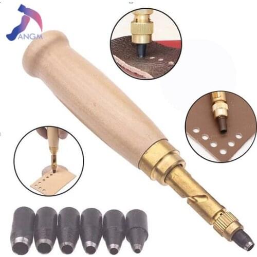 Hot Sales 6pcs/set Automatic 1.5-4mm Belts Punch Replaceable Long Mute Rotary Hole Punching Punchers Leathercraft Tools