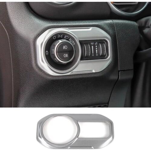 JXKaFa Fit For Jeep Wrangler JL 2018 Car Front Light Lamp Switch Button Frame Bezel Cover Trim Stickers Styling Mouldings ABS