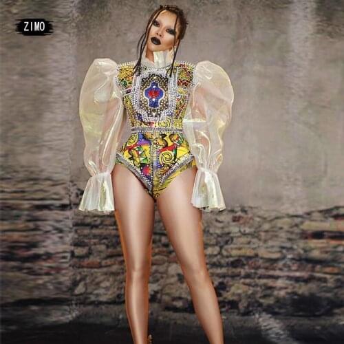 Print Jacket Shorts 2 Piece Set Women Shiny Rhinestone Pearl Birthday party Stage outfit Show club designer Clothes performance