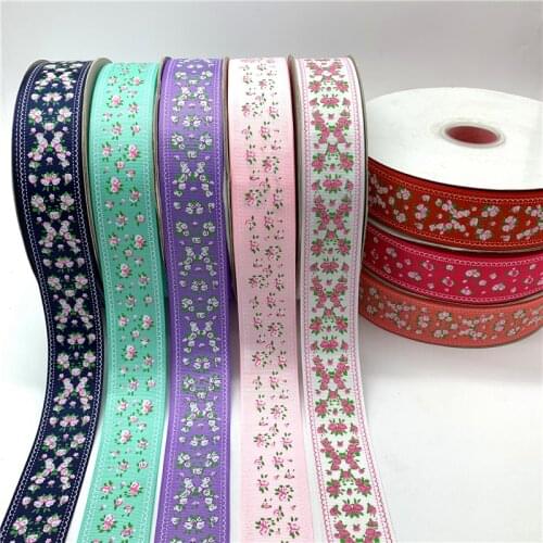5yards/lot 1-1/2'' (38mm) Grosgrain Ribbon Printing Flower Ribbon Handmade For Hair Bow Party Christmas Wedding Decoration
