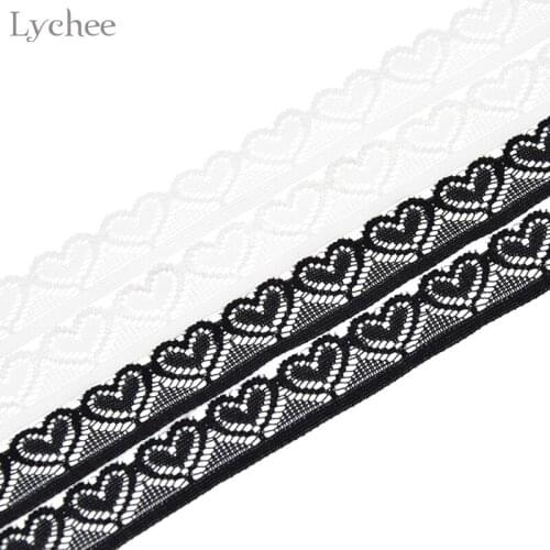 Lychee 10 Yards Heart Lace Applique Mesh Trim For Garment Elastic Lace Trimming DIY Handmade Apparel Sewing Accessories