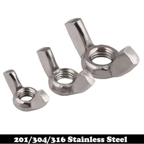 M8 M10 M12 201 304 316 Stainless Steel 201SS 304SS 316SS DIN315 Hand Twist Tighten Metric Nuts Claw Thumb Butterfly Wing Nut