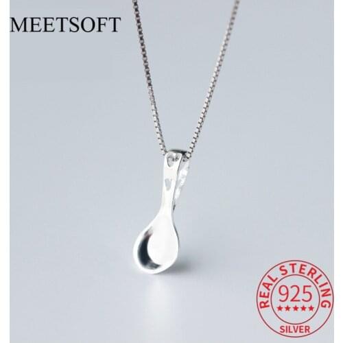 MEETSOFT Trendy 925 Sterling Silver Cute Small spoon Dangle Charms Special of DIY Handmade Jewelry Accessory（without chain