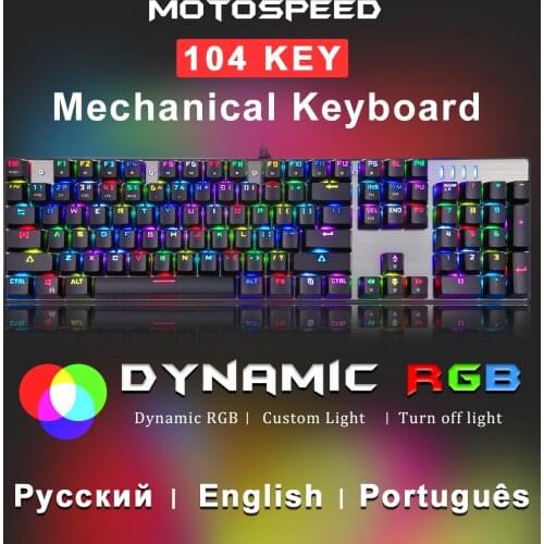 Motospeed Mechanical Keyboard USB Wired 104 Key Gaming Keyboards RGB Backlit For Tablet PC Computer Russian Portuguese Laptop