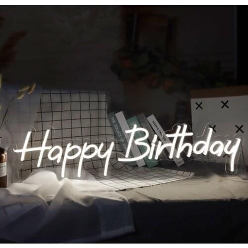 Custom neon monochrome/seven-color dazzling RGB lighting effect Happy Birthday style For Birthday Gifts and Wall Party Decor