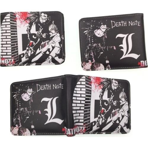 Novelty Anime Death Note Wallet Mens Credit Card Holder Wallets Cartoon Pattern Leather Purse Gift for Teenager Drop Shipping