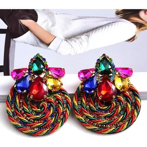 New Luxury Rhinestone Handmade Drop Earrings High-quality Vintage Fashion Trend Crystal Jewelry Accessories For Women