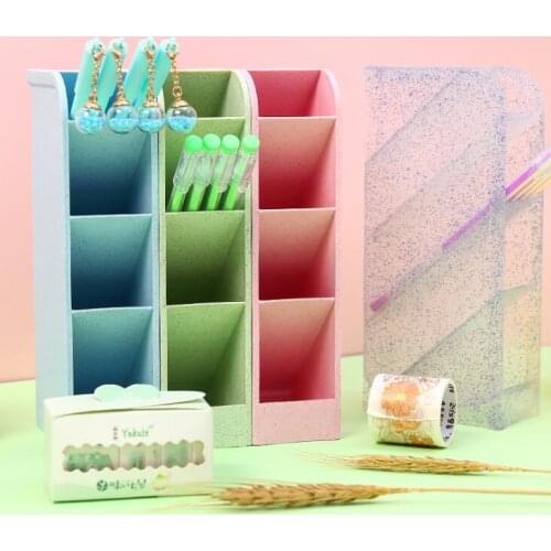 2020 Creative Large Capacity Cute Plastic Pencil Holder Desk Organizer Storage Box Kawaii Penholder School Office Stationery