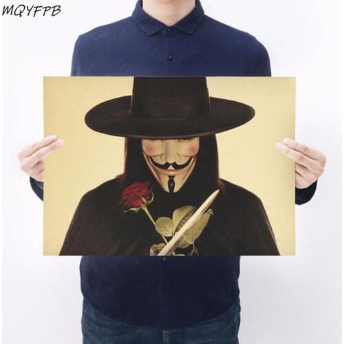 Movie VforVendetta Kraft Paper Poster Wall Sticker Home Decoration Painting 50.5x3cm