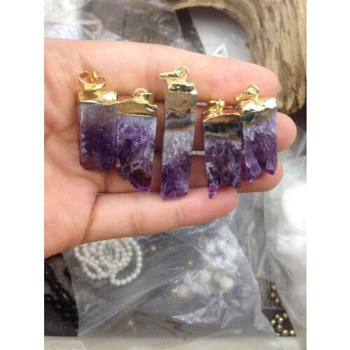 YA4077 Natural Amethysts Stone Druzy Geode Pendant