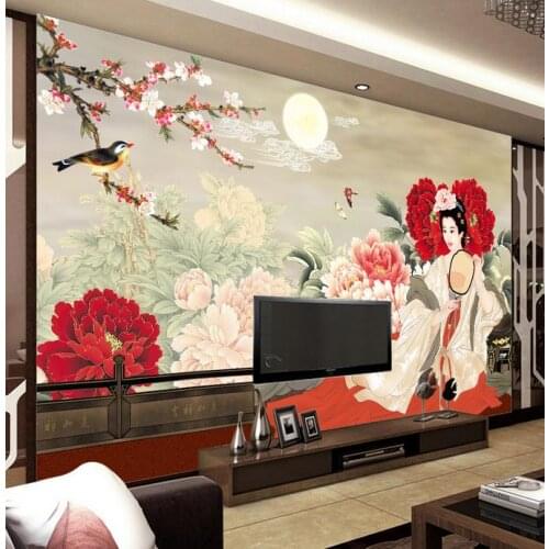 Custom photo wallpapers 3d wall murals wallpaper non-woven ladies national beauty and heavenly 3d living room photo wallpaper