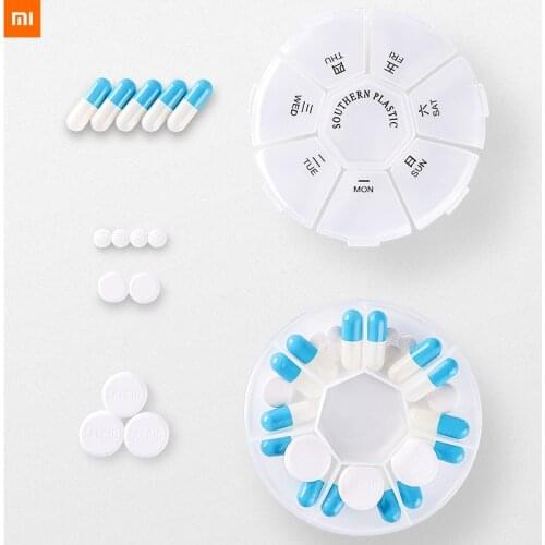 Xiaomi Mini portable plastic small pill box one week seven grids travel convenient for the elderly parents for mi smart home