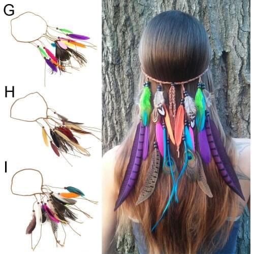 New indian peacock feather braided headband hair head bands accessories for women girl hairband ornaments decorations headdress