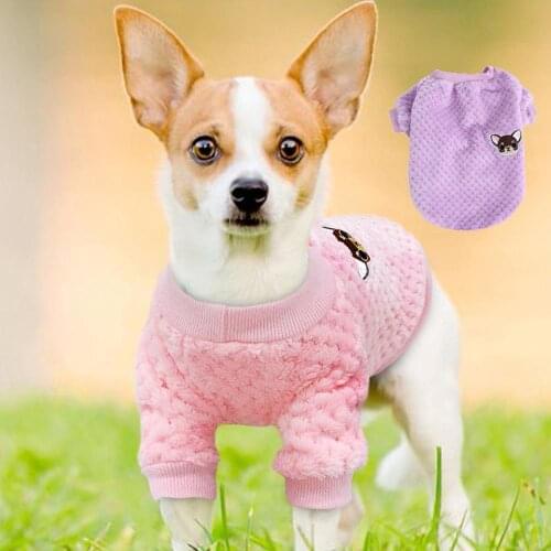 Practical Pet Cute Warm Fleece Coat Clothes Small Medium Dog Sweater Hoodie Pet Cats Pajamas Soft Winter Sweater