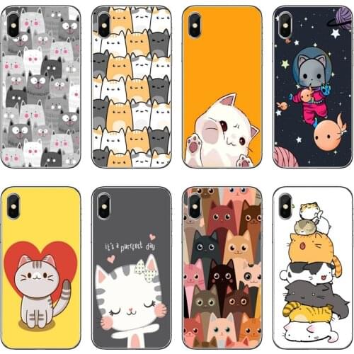 Cartoon Cut Cat Transparent Phone Case For iPhone 12 11 Pro Max Mini XS Max XR X 8 7 Plus 6 6S Plus 5 5S SE 2020