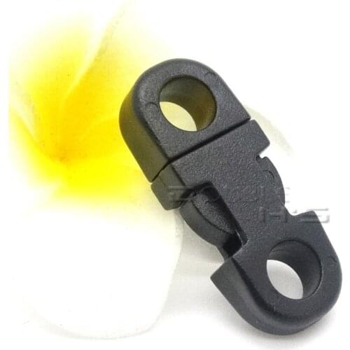 5mm Holes DIA Straight Flat Side Release Plastic Buckles for Mobile Phone Paracord Black