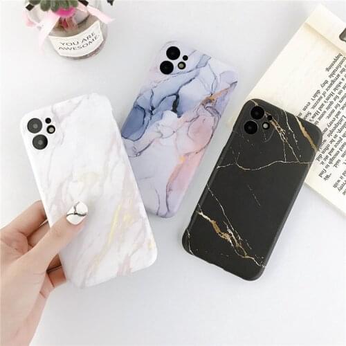 Ottwn Luxury Marble Texture Stone Phone Case For iPhone 11 11Pro Max X XR XS Max 7 8 Plus SE 2020 Soft IMD Silicone Back Cover