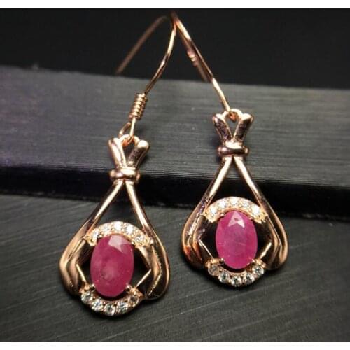 Natural ruby stud earring Free shipping Original real ruby 925 sterling silver Ruby Earring