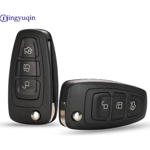Jingyuqin Remote 3 Button Folding Flip Car Key Cover Case Shell Case for Ford Focus Fiesta 2013 Fob HU101 Fo21 Blade Case