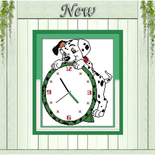 Dog hold on times clock diy paintings counted print on canvas DMC 14CT 11CT Chinese Cross Stitch Needlework Sets Embroidery kits