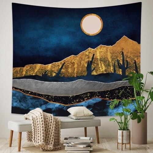Sun Moon scenery home art tapestry psychedelic scene Bohemian decorative yoga mat Mandala sofa blanket bed sheet