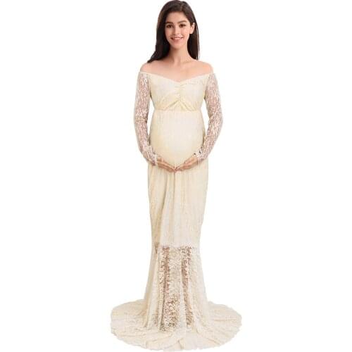 Wedding Baby Shower Dress Pregnancy Dress Elegant Lace Maxi Long Maternity Dresses for Photo Shoot Pregnant Dress Photography