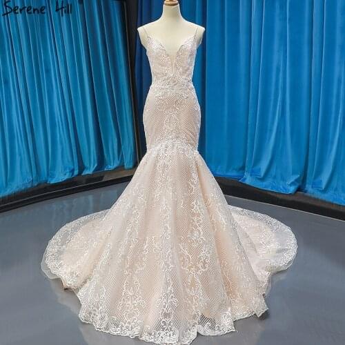 V-Neck Handmade Flowers Lace Up Wedding Dresses 2020 Nude Sleeveless Sexy Mermaid Bridal Gowns Real Photo 66603 Custom Made