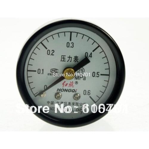 Water Oil Hydraulic Air Pressure Gauge Universal Gauge M10*1 40mm Dia 0-0.6Mpa Y-40Z