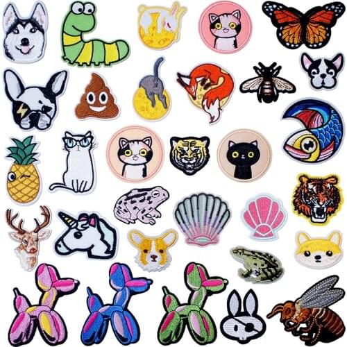 Pets Cat Dog Kitty Puppy Embroidered Iron on Patches for Clothing DIY Stripes Clothes Patchwork Sticker Custom Applique